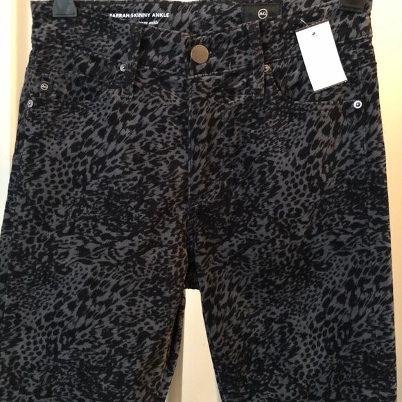 AG FARRAH SKINNY ANKLE HIGH RISE GREY BLACK LEOPARD STRETCH VELVET 25 NWOT - Picture 4 of 13